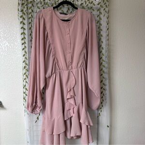 Elegant Pink Ruffle Dress
